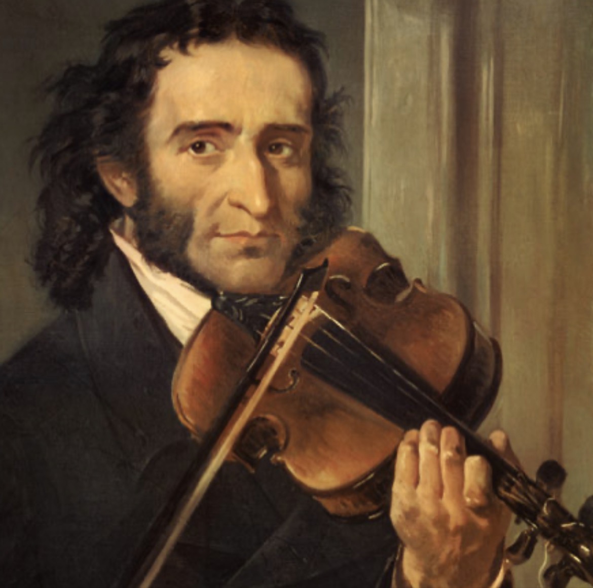 Historisches Porträt von Niccolò Paganini mit seiner Violine